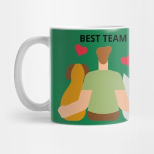 Cat, dog and man. Mug